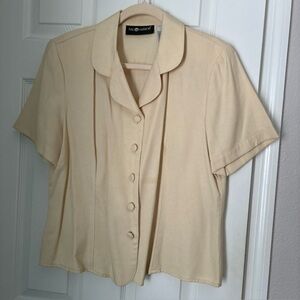 Sag Harbor pale yellow Button-Up Women's short sleeve jacket size medium